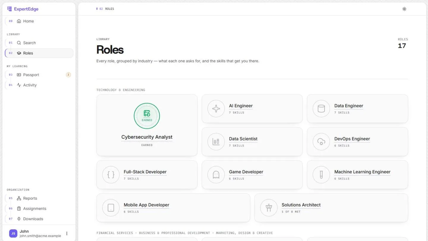 Pick a role: the ExpertEdge app